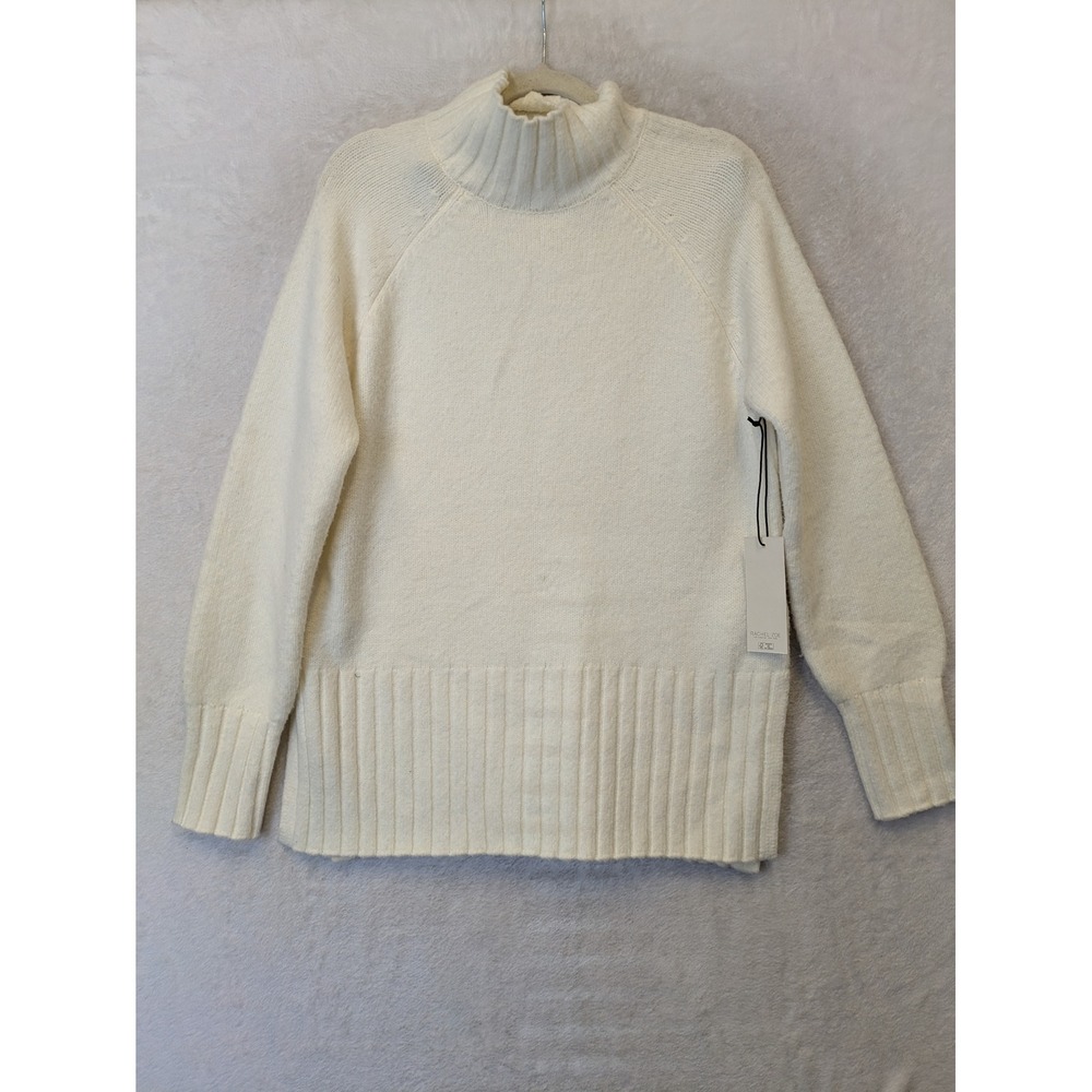 Rachel Zoe Womens Ivory‎ Mock Neck Long Sleeve Ribbed Knit Sweater Small NWT